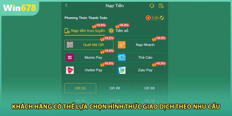 Khách hàng có thể lựa chọn hình thức giao dịch theo nhu cầu